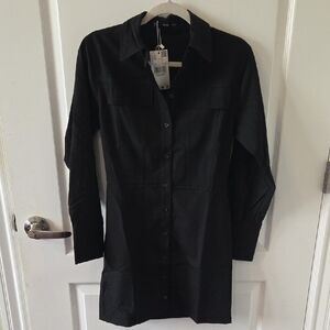NWT! Mango Classic Black Shirt Dress